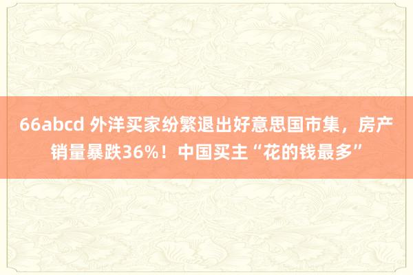 66abcd 外洋买家纷繁退出好意思国市集，房产销量暴跌36%！中国买主“花的钱最多”