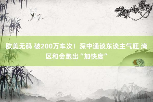 欧美无码 破200万车次！深中通谈东谈主气旺 湾区和会跑出“加快度”