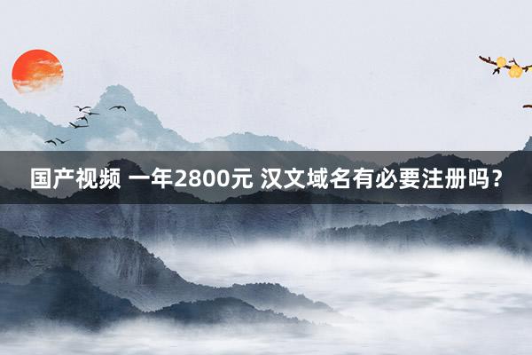 国产视频 一年2800元 汉文域名有必要注册吗？