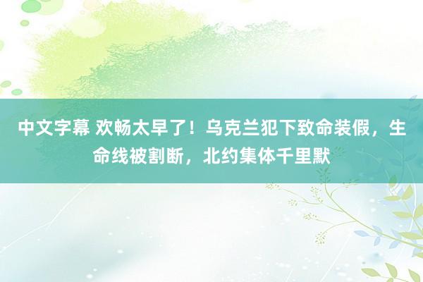 中文字幕 欢畅太早了！乌克兰犯下致命装假，生命线被割断，北约集体千里默