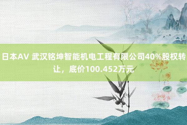 日本AV 武汉铭坤智能机电工程有限公司40%股权转让，底价100.452万元